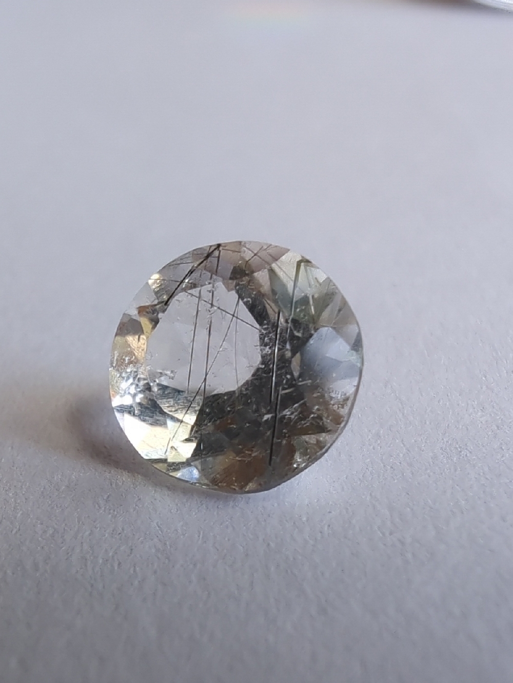 Rutilated Quartz 1.7 Carat Round Faceted Loose Gemstone - Picture 6 of 15